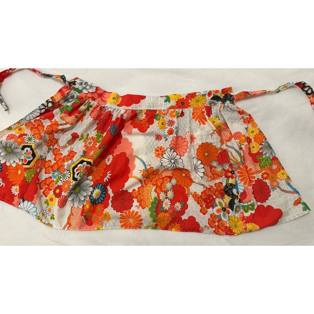 Vintage Wamsutta Japanese Kimono Print Fabric Used To Make Tie Waist Apron